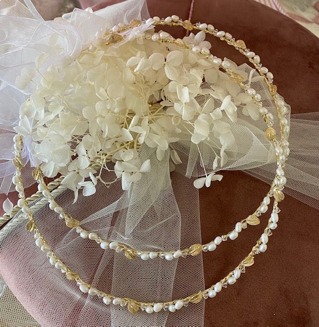 Wedding Crowns (Stefana) - Pearl & Gold Leaf - 2