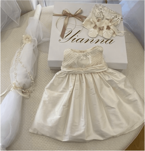 Christening Package - Silk Dress, Candle, Box  & Contents - ONLY ONE LEFT! - 0