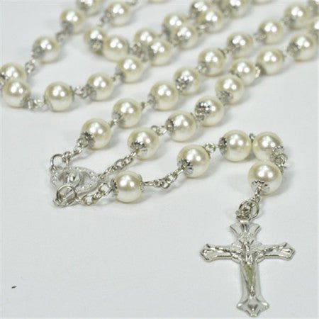 Rosary - Silver Plated with Pearls - 0