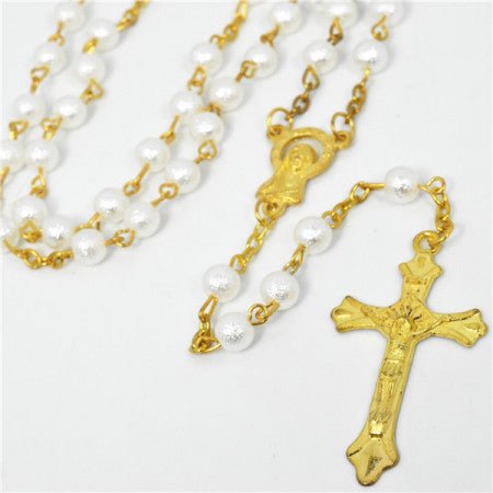 Rosary - Gold with White Pearl - 0