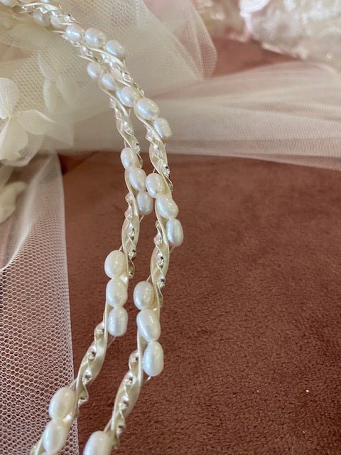 Wedding Crowns (Stefana) - Silver Twist with Pearls - 1