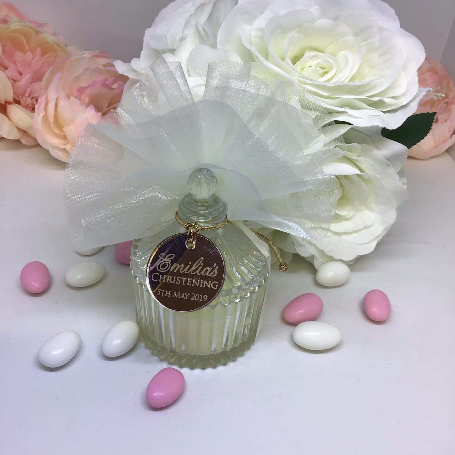Christening Bomboniere - Candle Jar with personalised tag