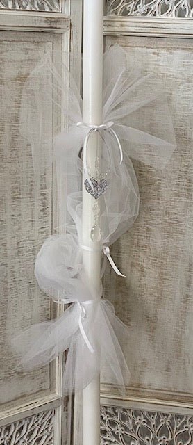Orthodox Christening Candle - Hanging Heart/Crystals - 0