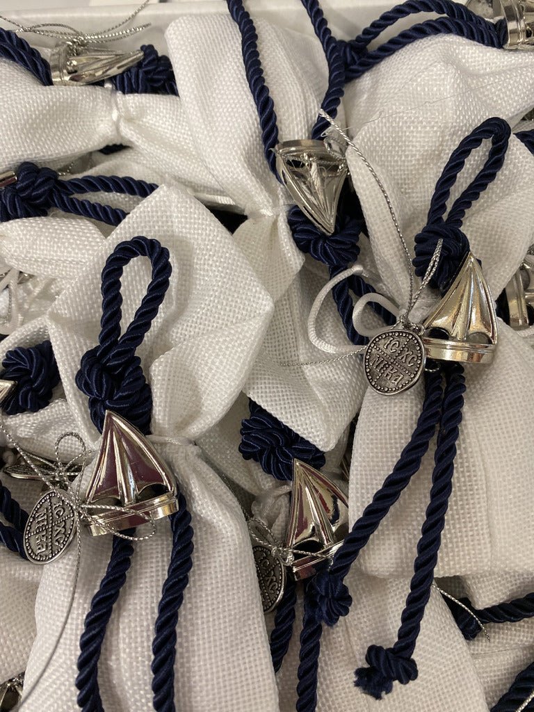 Bomboniere - Silver Sail Boat with ICXC Charm - LIMITED STOCK AVAILABLE! | Pandora Designs Melbourne